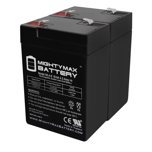 6V 4.5AH Replacement Battery for Sigmas SP6-4.5 - 2 Pack, Mighty Max Battery, Mfr#: ML4-6MP21910666154